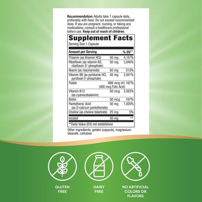 Nature's Way Vitamin B-50 Komplex – 100 Kapseln, Hochdosiertes B-Vitamin-Präparat