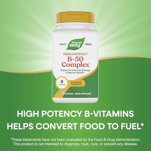 Nature's Way Vitamin B-50 Komplex – 100 Kapseln, Hochdosiertes B-Vitamin-Präparat