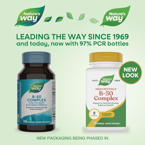 Nature's Way Vitamin B-50 Komplex – 100 Kapseln, Hochdosiertes B-Vitamin-Präparat