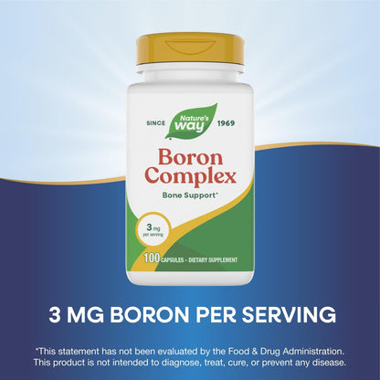 Nature's Way Boron Complex, Knochenunterstützung*, 3 mg pro Portion, glutenfrei, 100 Kapseln (Verpackung kann variieren)