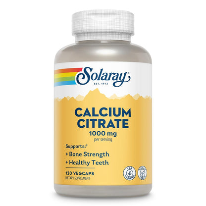 Solaray Calcium Citrat 1000 mg – Chelat-Calcium für Knochen & Zähne, leicht verdaulich, vegan – 120 Kapseln