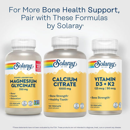 Solaray Calcium Citrat 1000 mg – Chelat-Calcium für Knochen & Zähne, leicht verdaulich, vegan – 120 Kapseln