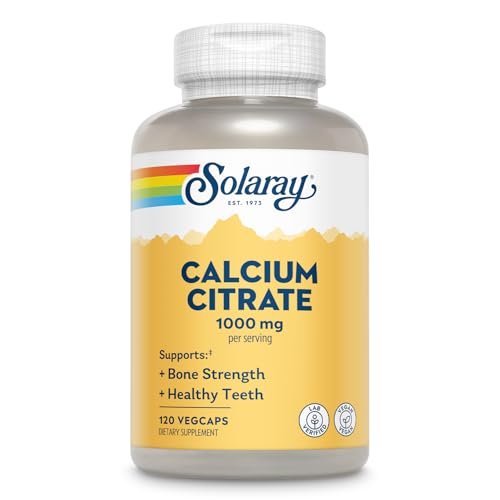 Solaray Calcium Citrat 1000 mg – Chelat-Calcium für Knochen & Zähne, leicht verdaulich, vegan – 120 Kapseln