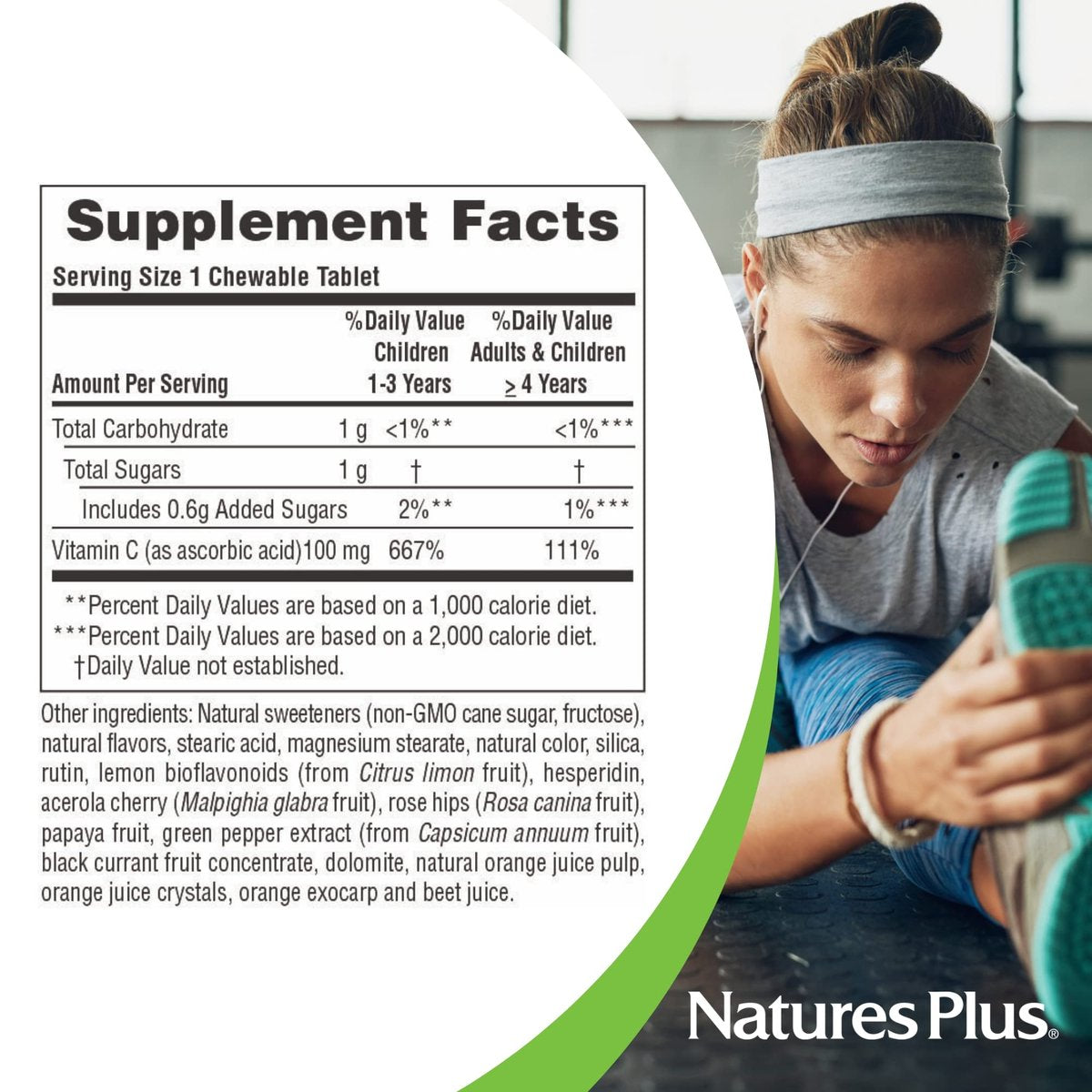 NaturesPlus Orange Juice Jr. – 180 Kautabletten – 100 mg Vitamin C – Immunsystem-Unterstützung – Sanft zum Magen – Vegan, Glutenfrei – 180 Portionen