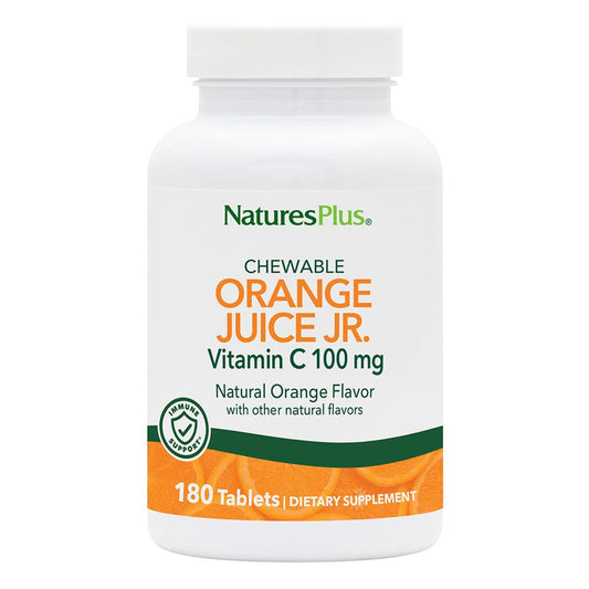NaturesPlus Orange Juice Jr. – 180 Kautabletten – 100 mg Vitamin C – Immunsystem-Unterstützung – Sanft zum Magen – Vegan, Glutenfrei – 180 Portionen