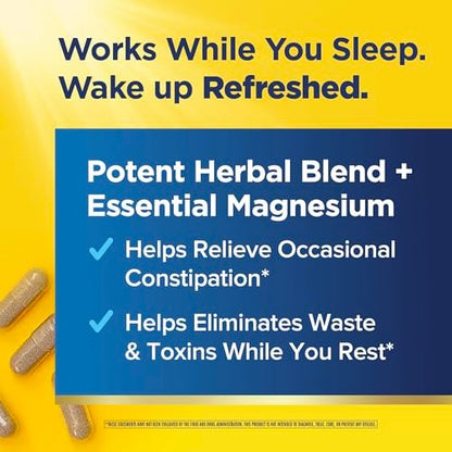 Renew Life Cleanse More Kräuterformel mit Magnesium zur nächtlichen Linderung gelegentlicher Verstopfung – Fördert die Ausscheidung von Abfallstoffen und Toxinen – Gluten-, Milch- und sojafrei – 60 vegetarische Kapseln