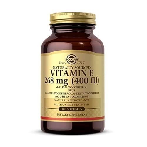 Solgar Vitamin E 268 mg (400 IE) (d-Alpha-Tocopherol & Gemischte Tocopherole), 100 Softgels - Unterstützt Immunsystem & Hauternährung - Natürliches Antioxidans - Glutenfrei, Laktosefrei - 100 Portionen