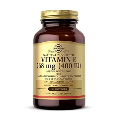 Solgar Vitamin E 268 mg (400 IE) (d-Alpha-Tocopherol & Gemischte Tocopherole), 100 Softgels - Unterstützt Immunsystem & Hauternährung - Natürliches Antioxidans - Glutenfrei, Laktosefrei - 100 Portionen