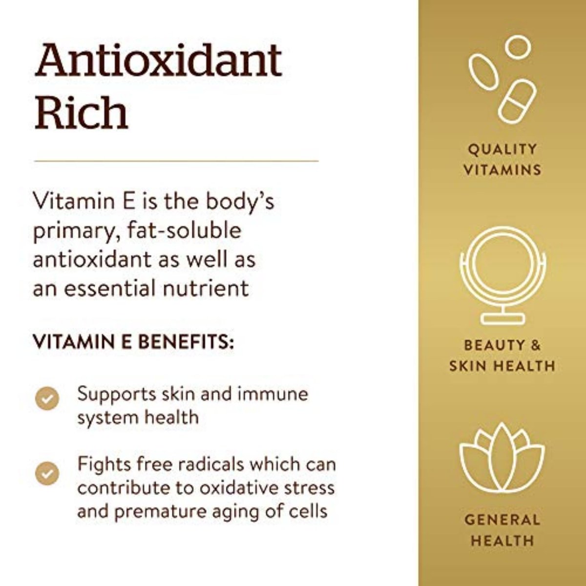 Solgar Vitamin E 268 mg (400 IE) (d-Alpha-Tocopherol & Gemischte Tocopherole), 100 Softgels - Unterstützt Immunsystem & Hauternährung - Natürliches Antioxidans - Glutenfrei, Laktosefrei - 100 Portionen