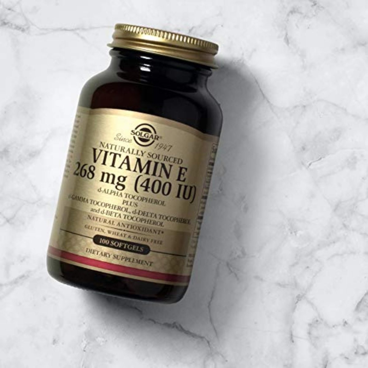 Solgar Vitamin E 268 mg (400 IE) (d-Alpha-Tocopherol & Gemischte Tocopherole), 100 Softgels - Unterstützt Immunsystem & Hauternährung - Natürliches Antioxidans - Glutenfrei, Laktosefrei - 100 Portionen