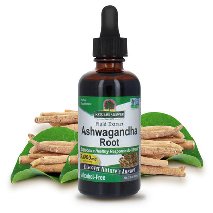 Nature's Answer Ashwagandha Wurzel | Pflanzliches Nahrungsergänzungsmittel zur Unterstützung einer gesunden Immunfunktion | Hilft dem Körper bei Stress | Glutenfrei, alkoholfrei & vegan 60 ml