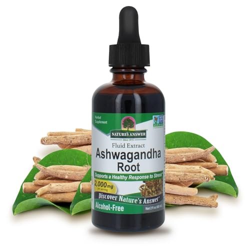 Nature's Answer Ashwagandha Wurzel | Pflanzliches Nahrungsergänzungsmittel zur Unterstützung einer gesunden Immunfunktion | Hilft dem Körper bei Stress | Glutenfrei, alkoholfrei & vegan 60 ml