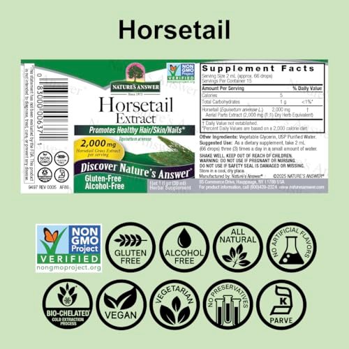 Nature's Answer Schachtelhalm | Fördert gesundes Haar, Haut & Nägel | Hergestellt in den USA | Glutenfrei, alkoholfrei, koscher zertifiziert & ohne Konservierungsstoffe 30 ml