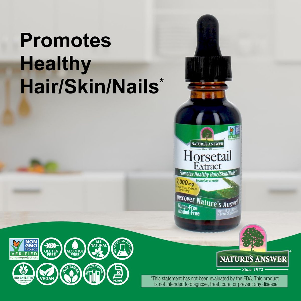 Nature's Answer Schachtelhalm | Fördert gesundes Haar, Haut & Nägel | Hergestellt in den USA | Glutenfrei, alkoholfrei, koscher zertifiziert & ohne Konservierungsstoffe 30 ml