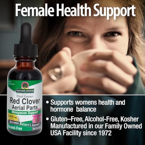 Nature's Answer Rotklee-Extrakt 1 Unze – Alkoholfrei, Frauenwohlbefinden, Wechseljahre Unterstützung, Tägliche Portionen, Koscher, Glutenfrei, Hergestellt in USA