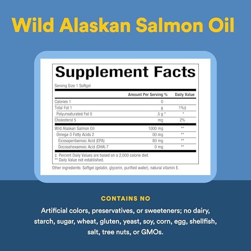 Omega Factors von Natural Factors – Wilder Alaskan Lachsöl für Herz- und Gehirngesundheit mit Omega-3 DHA und EPA, 90 Weichkapseln
