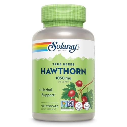 SOLARAY Weißdornbeeren Kapseln 1050 mg – Beruhigende Kräuterunterstützung – Vegan, Nicht-GVO, 180 VegCaps, 90 Portionen