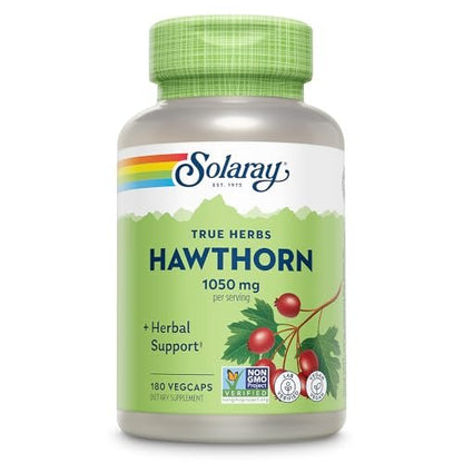 SOLARAY Weißdornbeeren Kapseln 1050 mg – Beruhigende Kräuterunterstützung – Vegan, Nicht-GVO, 180 VegCaps, 90 Portionen