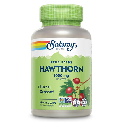 SOLARAY Weißdornbeeren Kapseln 1050 mg – Beruhigende Kräuterunterstützung – Vegan, Nicht-GVO, 180 VegCaps, 90 Portionen