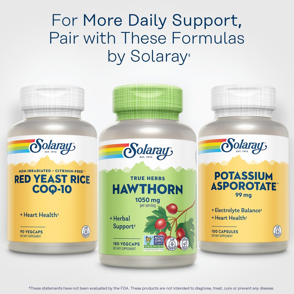 SOLARAY Weißdornbeeren Kapseln 1050 mg – Beruhigende Kräuterunterstützung – Vegan, Nicht-GVO, 180 VegCaps, 90 Portionen