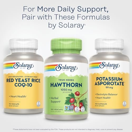 SOLARAY Weißdornbeeren Kapseln 1050 mg – Beruhigende Kräuterunterstützung – Vegan, Nicht-GVO, 180 VegCaps, 90 Portionen