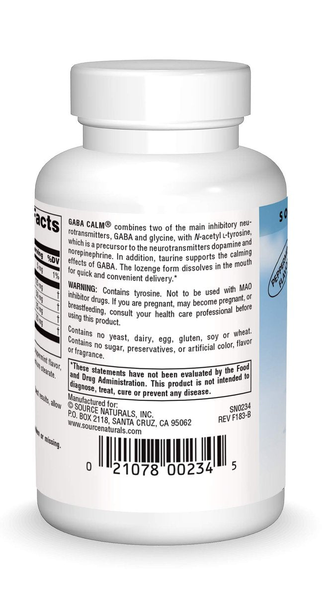 Source Naturals Serene Science GABA Calm Quick Dissolving Lutschtabletten Pfefferminzgeschmack - 60 Stück