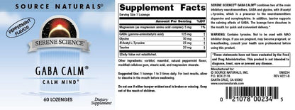 Source Naturals Serene Science GABA Calm Quick Dissolving Lutschtabletten Pfefferminzgeschmack - 60 Stück
