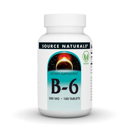 Source Naturals Vitamin B-6 500 mg - 100 Tabletten | Hochdosiertes Pyridoxalphosphat