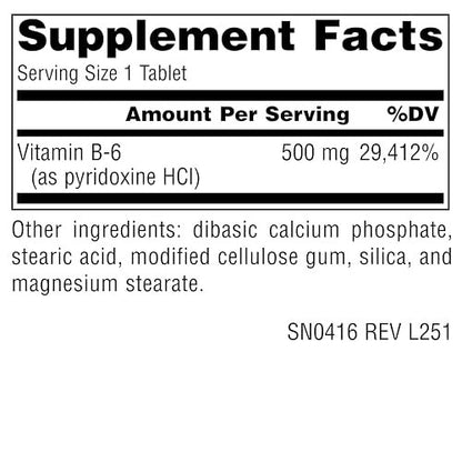 Source Naturals Vitamin B-6 500 mg - 100 Tabletten | Hochdosiertes Pyridoxalphosphat