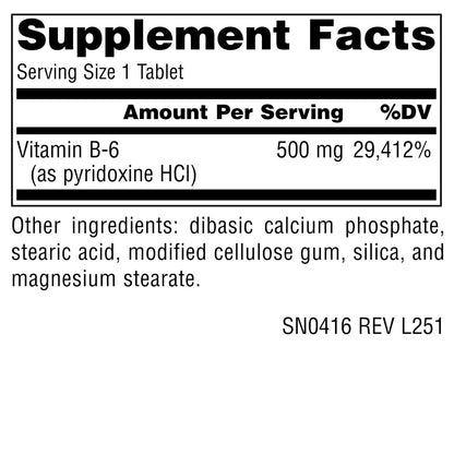 Source Naturals Vitamin B-6 500 mg - 100 Tabletten | Hochdosiertes Pyridoxalphosphat