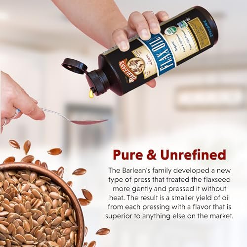 Barlean's Bioaktives Leinsamenöl mit Lignanen und Omega 3 – Kaltgepresst, Vegan & Glutenfrei, 237 ml