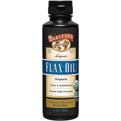 Barlean's Bioaktives Leinsamenöl mit Lignanen und Omega 3 – Kaltgepresst, Vegan & Glutenfrei, 237 ml