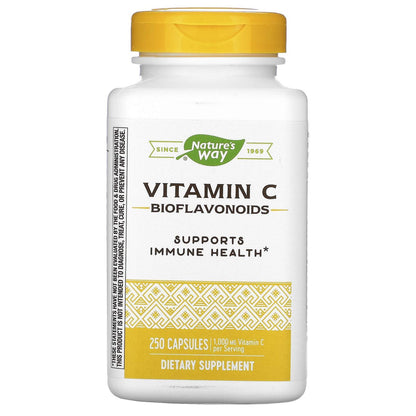 Nature's Way Vitamin C mit Bioflavonoiden, Immununterstützung*, hochdosiertes Vitamin C pro 2-Kapsel-Portion, fördert Kollagen*, 1.000 mg pro 2-Kapsel-Portion, 250 Kapseln