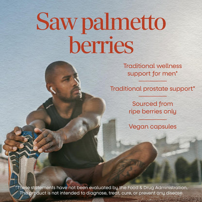 Nature's Way Sägepalmenbeeren – Traditionelle Prostatagesundheit,* Pflanzliches Nahrungsergänzungsmittel für Männer, 585 mg pro Portion, Non-GMO Project verifiziert, vegane Kapseln, 180 Stück