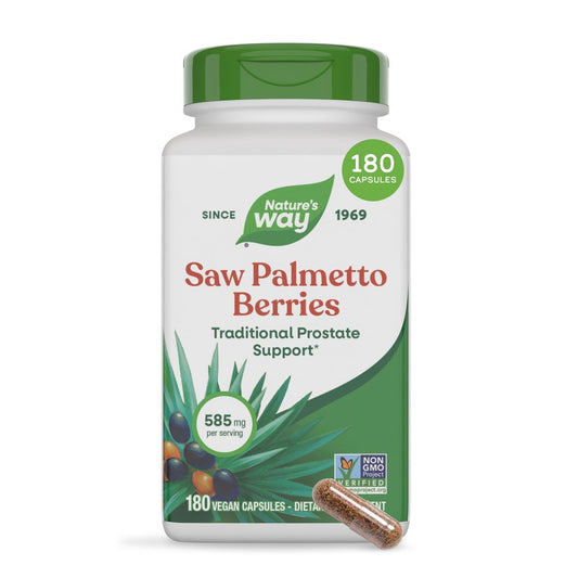Nature's Way Sägepalmenbeeren – Traditionelle Prostatagesundheit,* Pflanzliches Nahrungsergänzungsmittel für Männer, 585 mg pro Portion, Non-GMO Project verifiziert, vegane Kapseln, 180 Stück