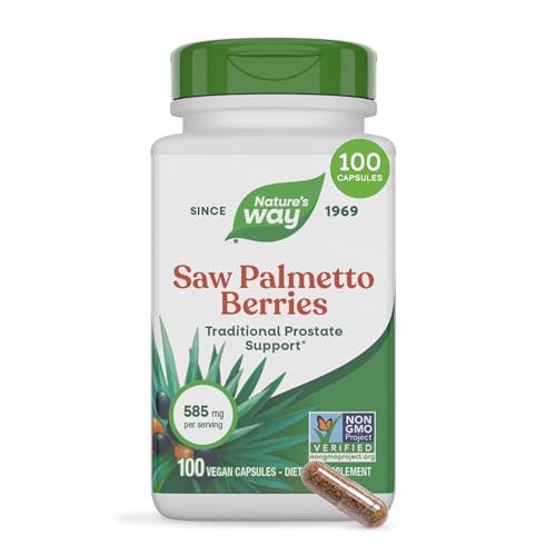 Nature's Way Sägepalmenbeeren – Traditionelle Prostatagesundheit,* Nahrungsergänzungsmittel für Männer, 585 mg pro Portion, Non-GMO Project verifiziert, vegane Kapseln, 100 Stück