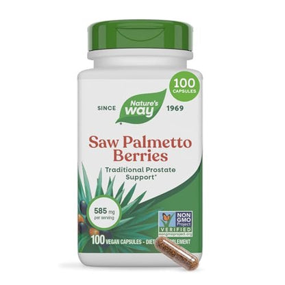Nature's Way Sägepalmenbeeren – Traditionelle Prostatagesundheit,* Nahrungsergänzungsmittel für Männer, 585 mg pro Portion, Non-GMO Project verifiziert, vegane Kapseln, 100 Stück