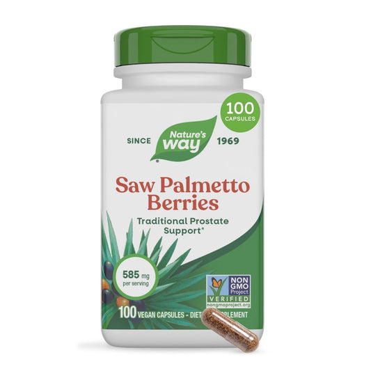Nature's Way Sägepalmenbeeren – Traditionelle Prostatagesundheit,* Nahrungsergänzungsmittel für Männer, 585 mg pro Portion, Non-GMO Project verifiziert, vegane Kapseln, 100 Stück