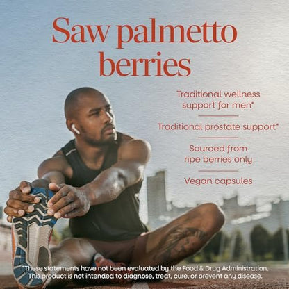 Nature's Way Sägepalmenbeeren – Traditionelle Prostatagesundheit,* Nahrungsergänzungsmittel für Männer, 585 mg pro Portion, Non-GMO Project verifiziert, vegane Kapseln, 100 Stück