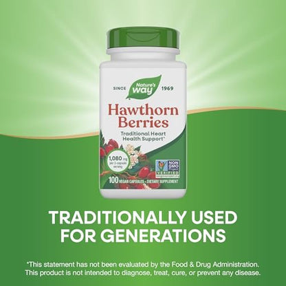 Nature's Way Weißdornbeeren Kapseln, Traditionelle Unterstützung für die Herzgesundheit*, 100 vegane Kapseln (Verpackung kann variieren)