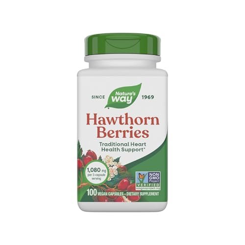 Nature's Way Weißdornbeeren Kapseln, Traditionelle Unterstützung für die Herzgesundheit*, 100 vegane Kapseln (Verpackung kann variieren)