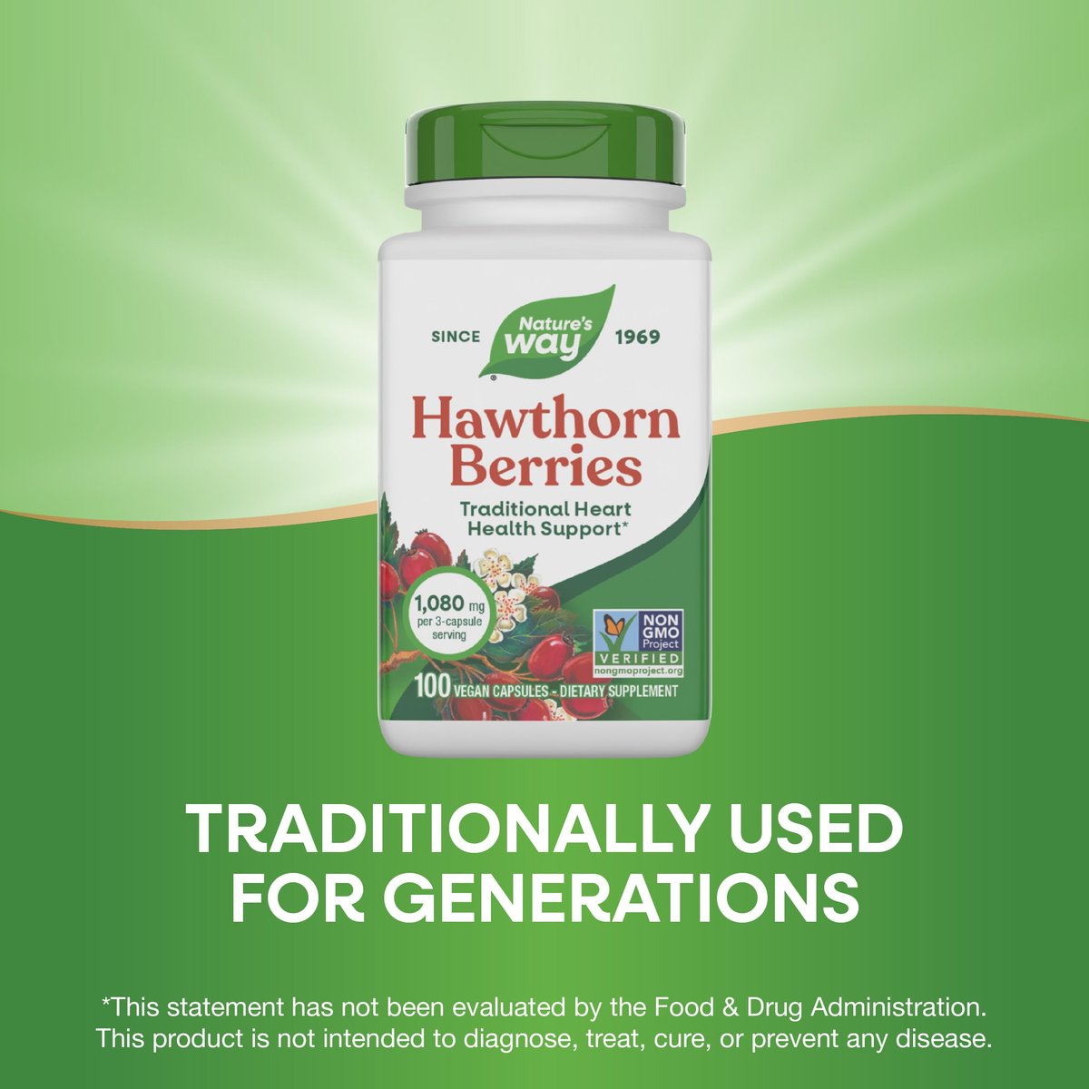 Nature's Way Weißdornbeeren Kapseln, Traditionelle Unterstützung für die Herzgesundheit*, 100 vegane Kapseln (Verpackung kann variieren)