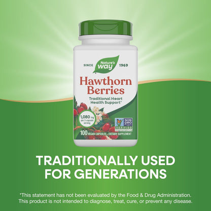 Nature's Way Weißdornbeeren Kapseln, Traditionelle Unterstützung für die Herzgesundheit*, 100 vegane Kapseln (Verpackung kann variieren)