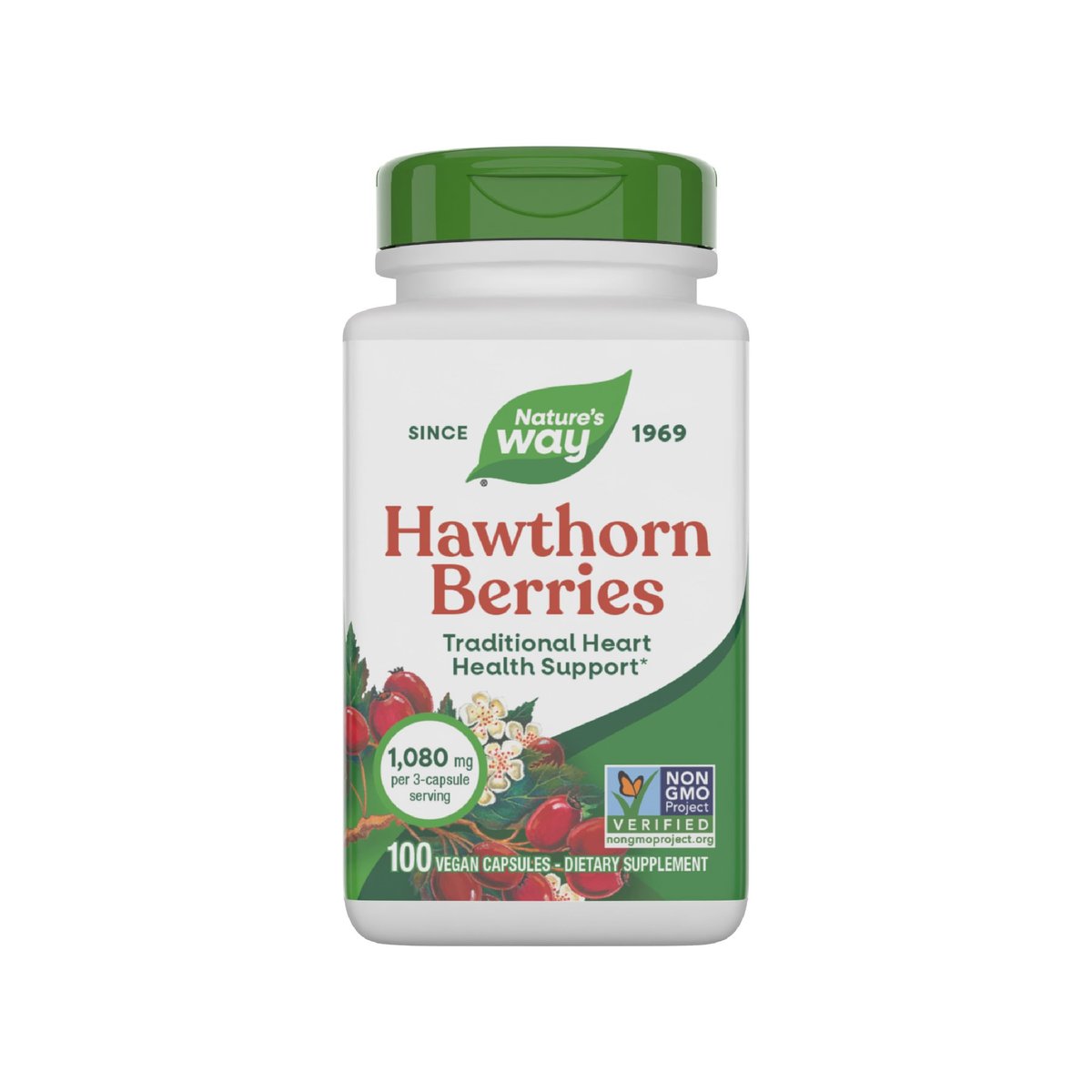 Nature's Way Weißdornbeeren Kapseln, Traditionelle Unterstützung für die Herzgesundheit*, 100 vegane Kapseln (Verpackung kann variieren)