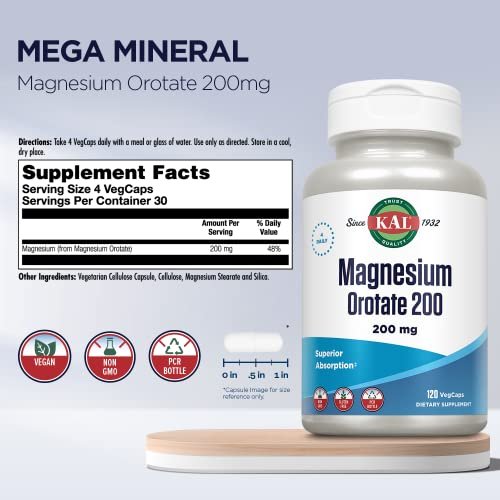 KAL Magnesium Orotat Tabletten, 60 Stück – Hochbioverfügbares Magnesiumpräparat