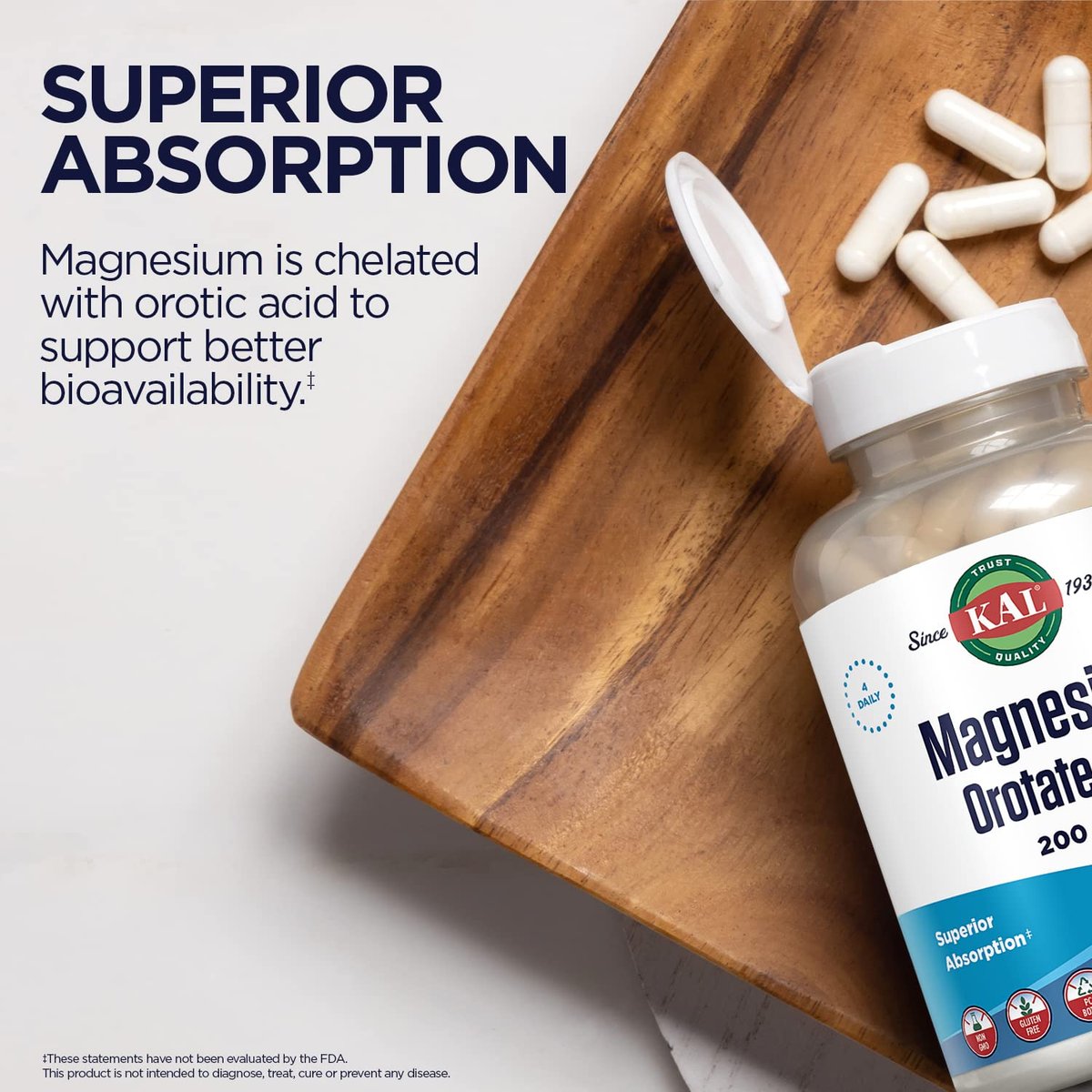 KAL Magnesium Orotat Tabletten, 60 Stück – Hochbioverfügbares Magnesiumpräparat