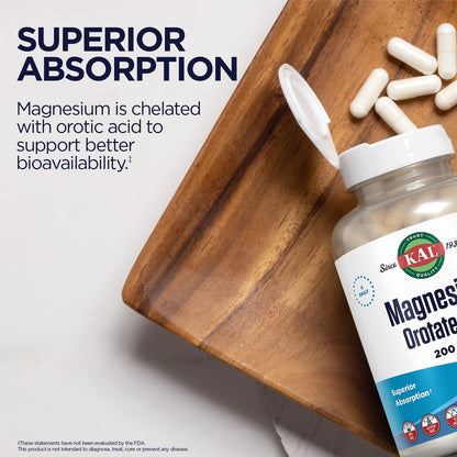 KAL Magnesium Orotat Tabletten, 60 Stück – Hochbioverfügbares Magnesiumpräparat