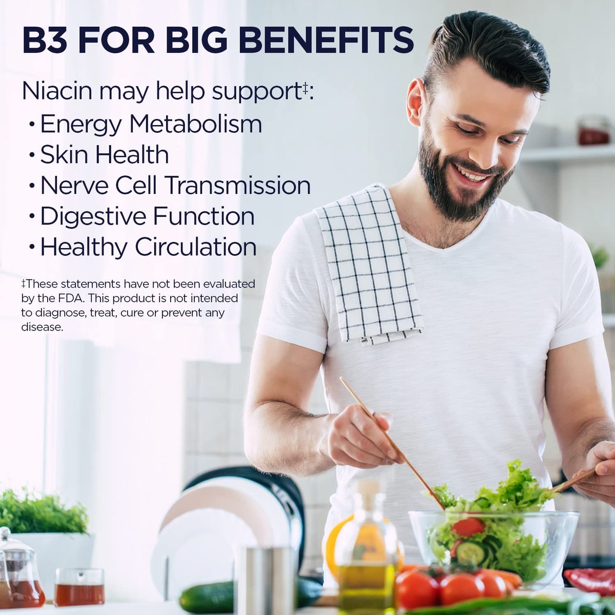 KAL 50 mg Niacin Tabletten, 200 Stück – Vitamin B3 zur Unterstützung des Energiestoffwechsels