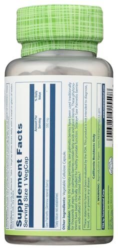 SOLARAY Sägepalme Beere 580 mg – Gesunde Prostata & Harnwege Unterstützung durch Fettsäuren & Pflanzensterine für Männer und Frauen, Non-GMO, Vegan & Laborgeprüft, 100 VegCaps, 100 Portionen