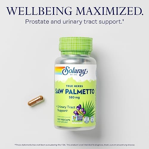 SOLARAY Sägepalme Beere 580 mg – Gesunde Prostata & Harnwege Unterstützung durch Fettsäuren & Pflanzensterine für Männer und Frauen, Non-GMO, Vegan & Laborgeprüft, 100 VegCaps, 100 Portionen
